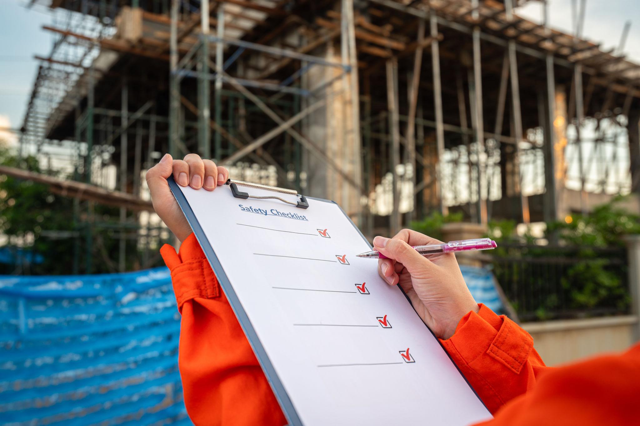 Safety checklist inspection on site