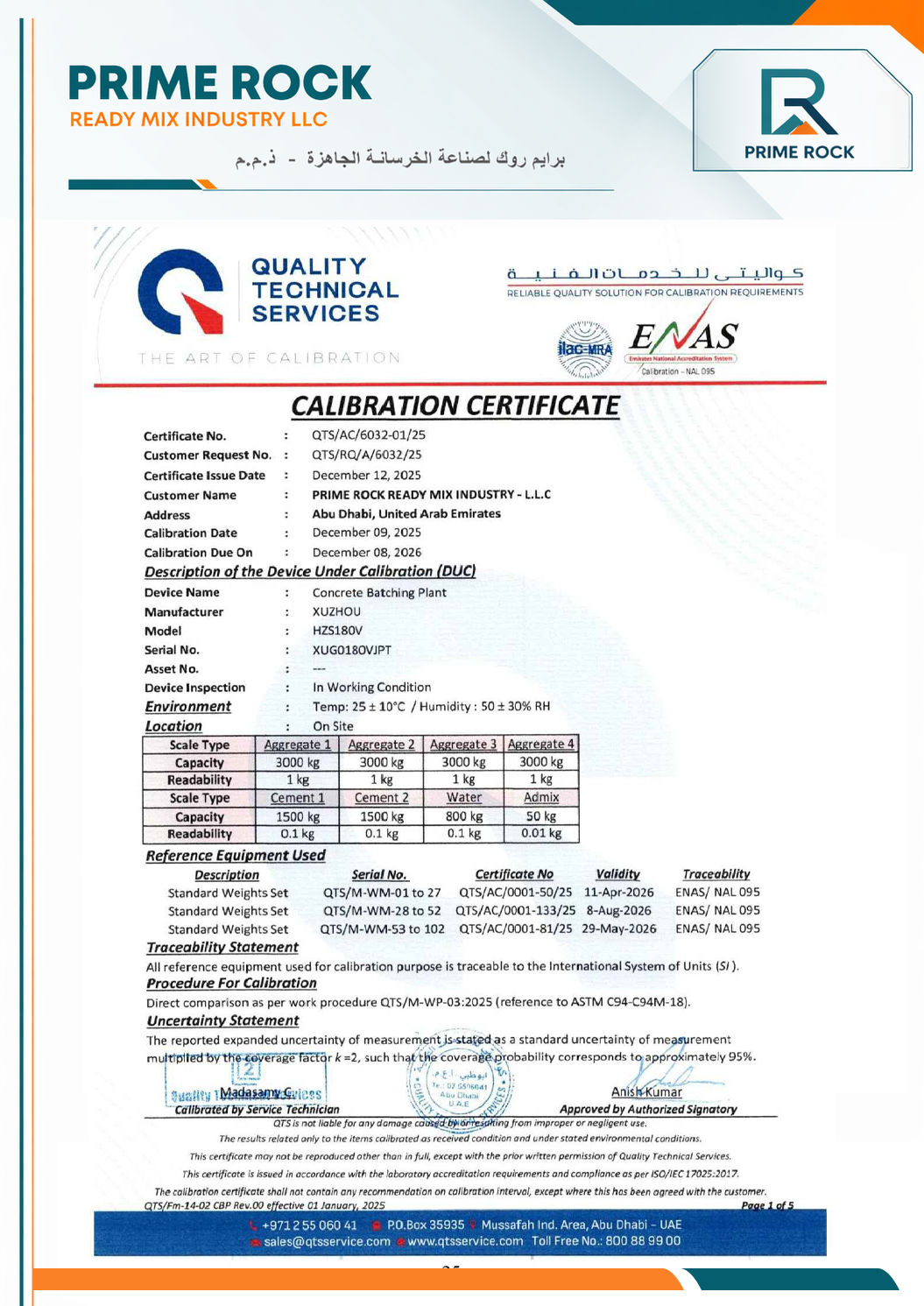 Calibration certificate preview page 5